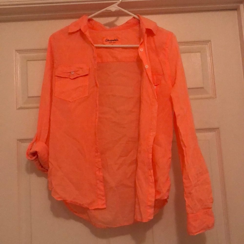 Orange button down